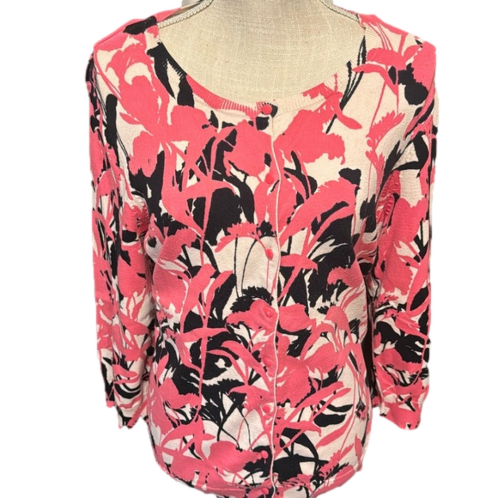 Izod Floral Boutton-Down Sweater